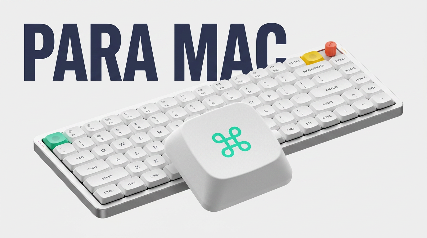 Capa: teclado NuPhy com keycap de comando Mac e título Para Mac