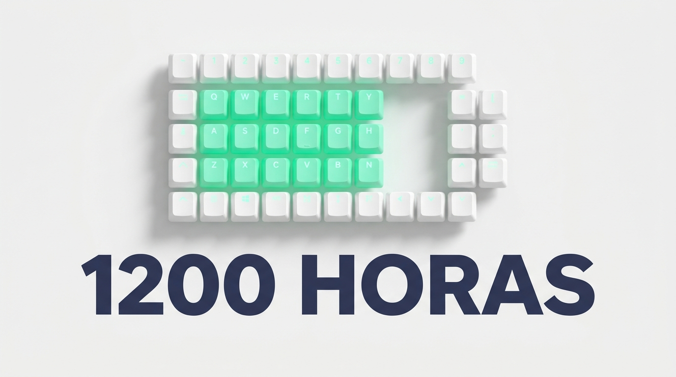 Capa: bateria feita de keycaps com título 1200 Horas