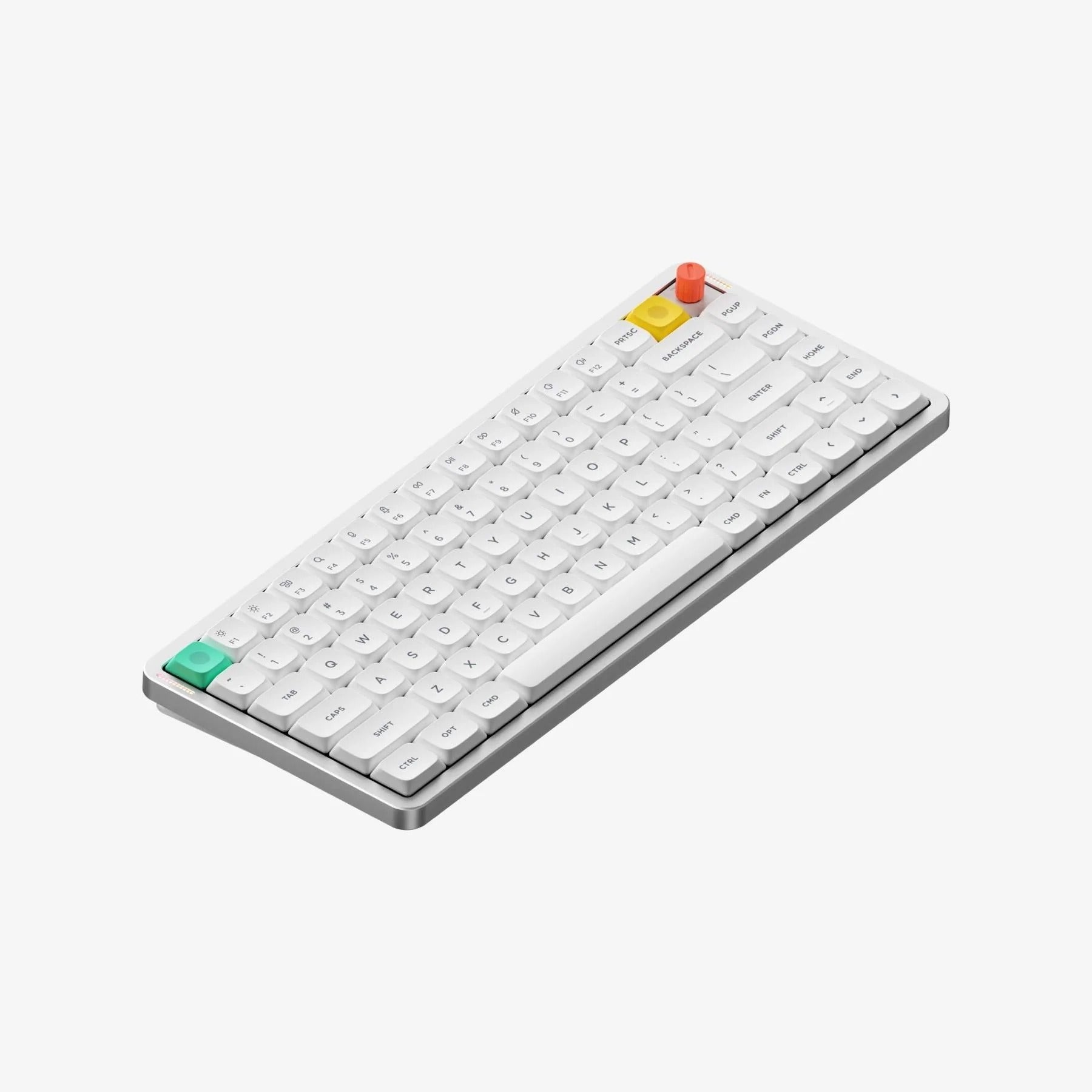 Teclado compacto NuPhy Air75 V3 em fundo branco, com teclas coloridas e design moderno.